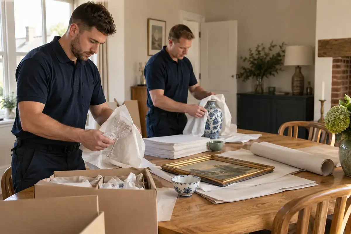 Professional packing of glassware and artwork by Britannia Olivers